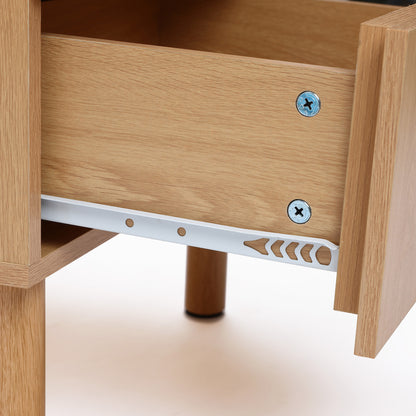 Malu 2-Drawer Wood Bedside Nightstand, Natural, 20.5"