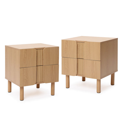 Malu 2-Drawer Wood Bedside Nightstand, Natural, 20.5"