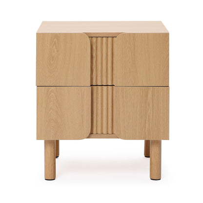 Malu 2-Drawer Wood Bedside Nightstand, Natural, 20.5"