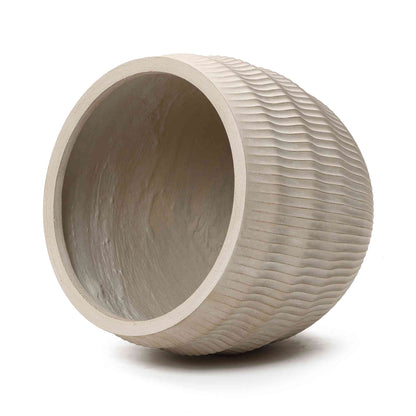 Canyon Round Fluted MgO Planter, Beige, 15"