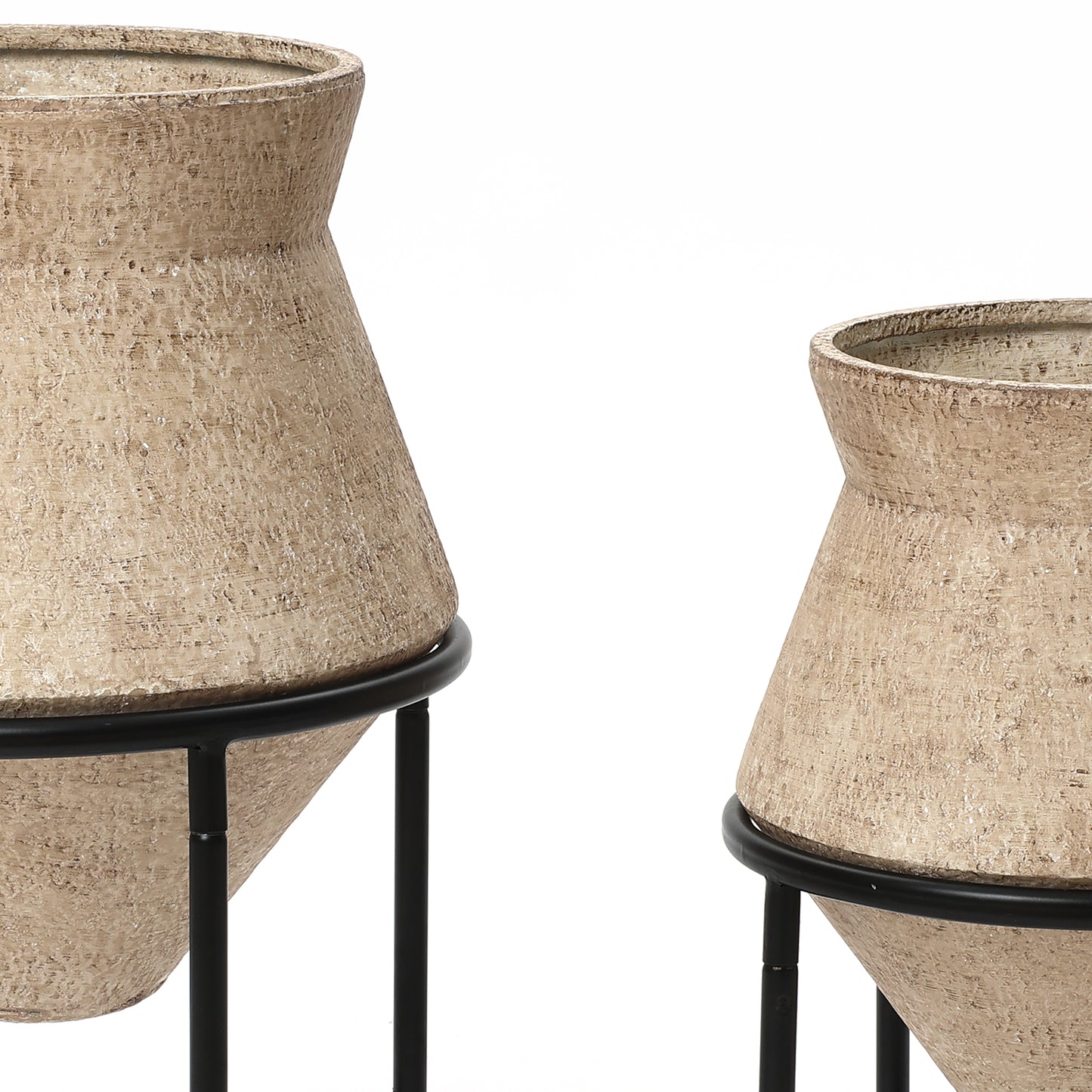 2-Piece Decorative Iron Cachepot Set with Stands, 13"/16"