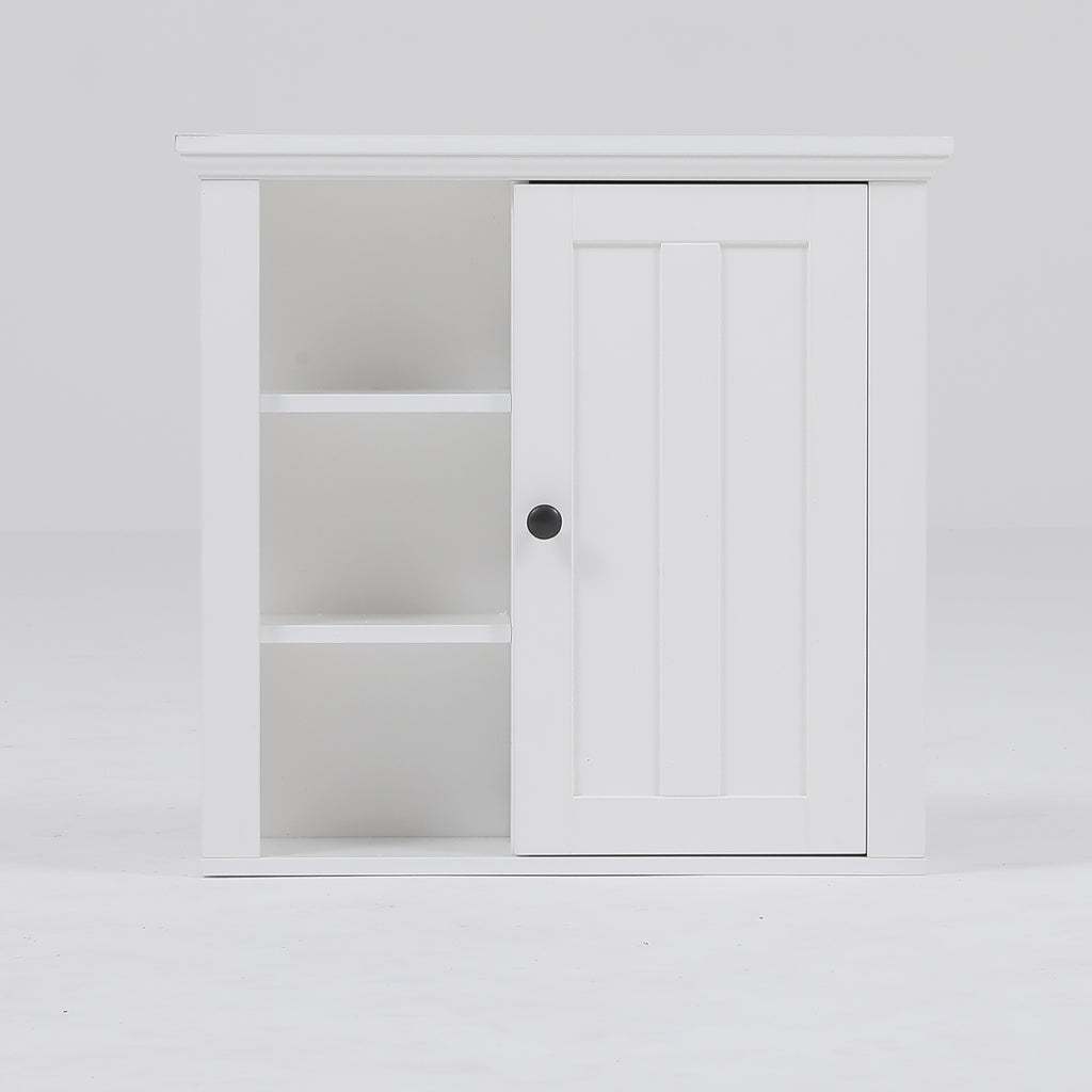 White MDF Wood Bathroom Wall Storage Cabinet