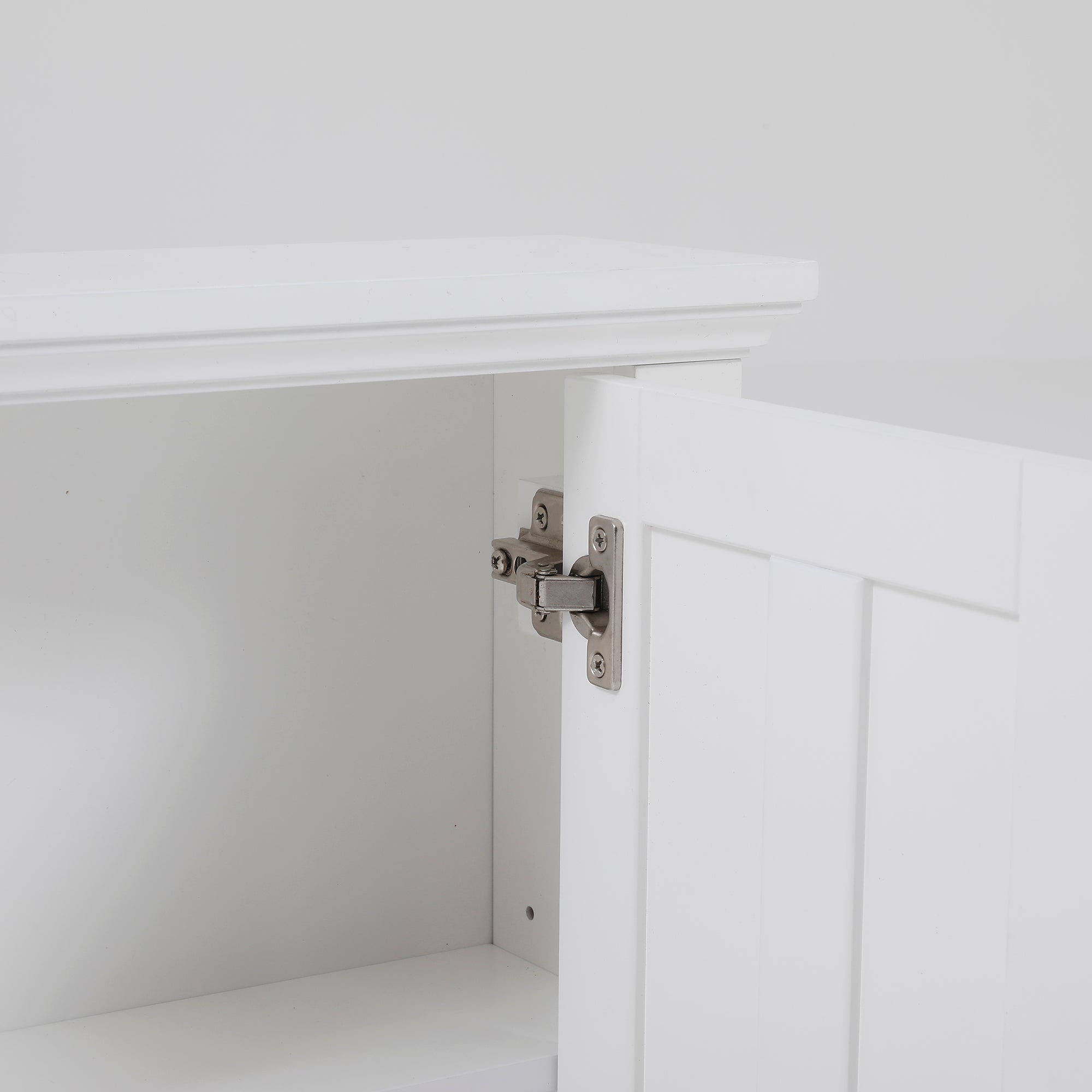 White MDF Wood Bathroom Wall Storage Cabinet