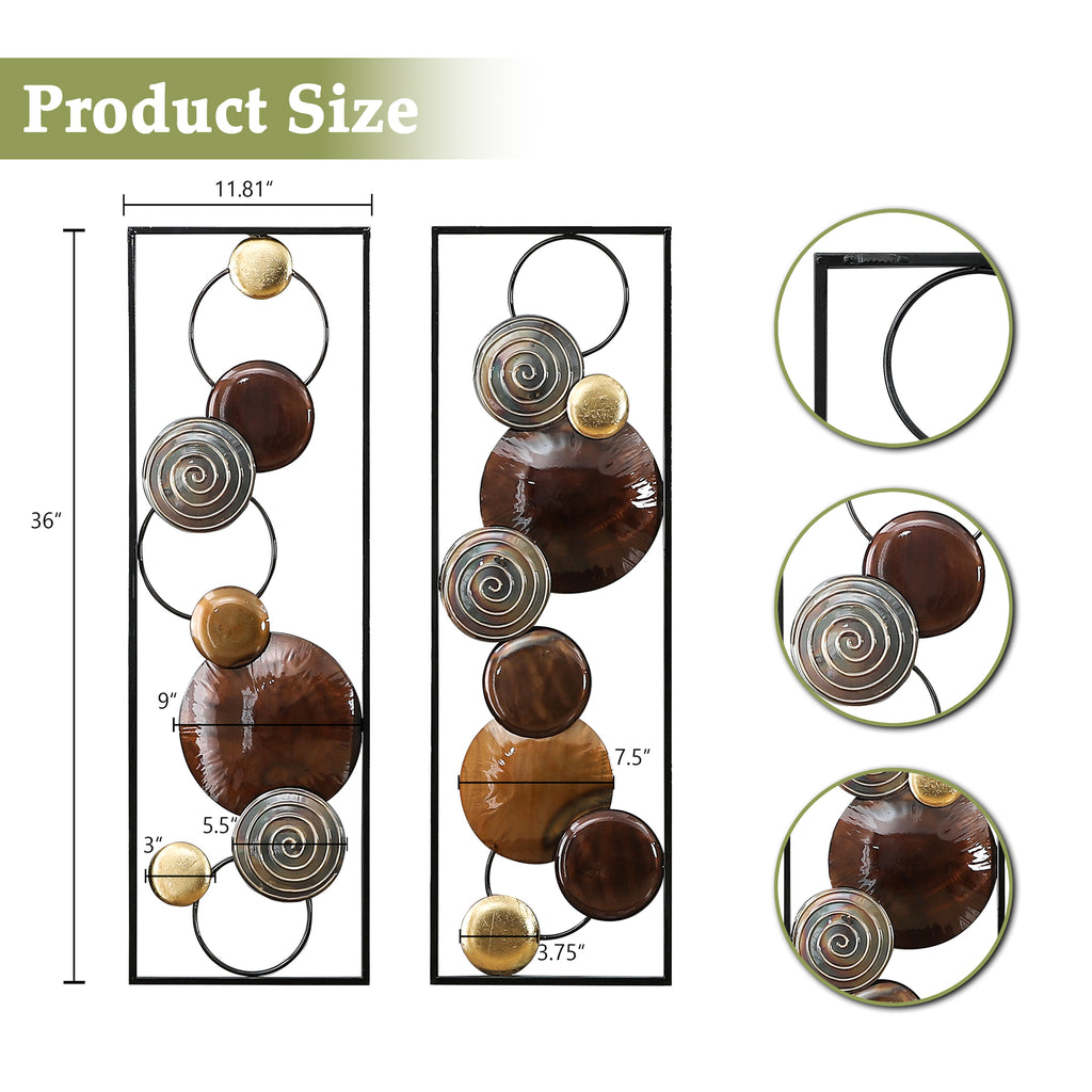 2-Piece Abstract Metal Wall Decor Rectangular Panels