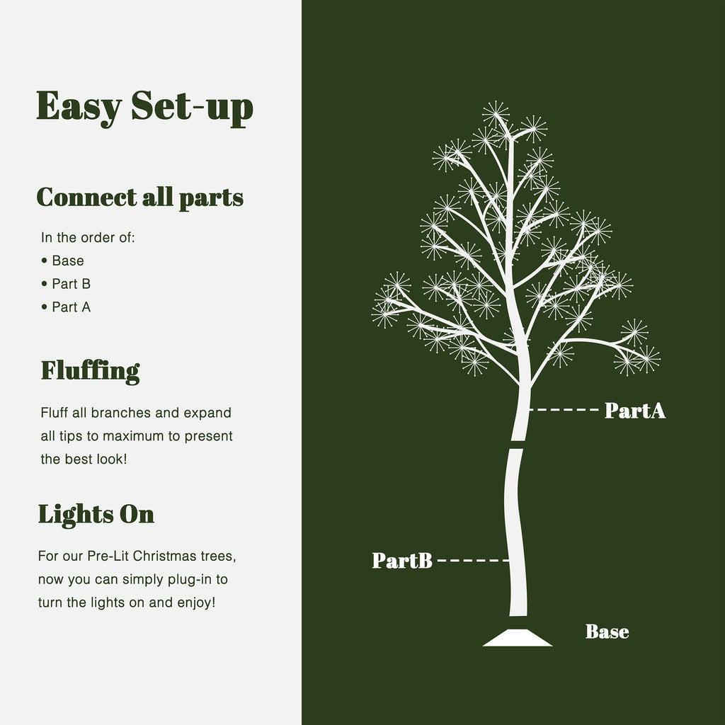 5.9 Pre-Lit Birch Artificial Tree with Realistic Faux Tree Trunk