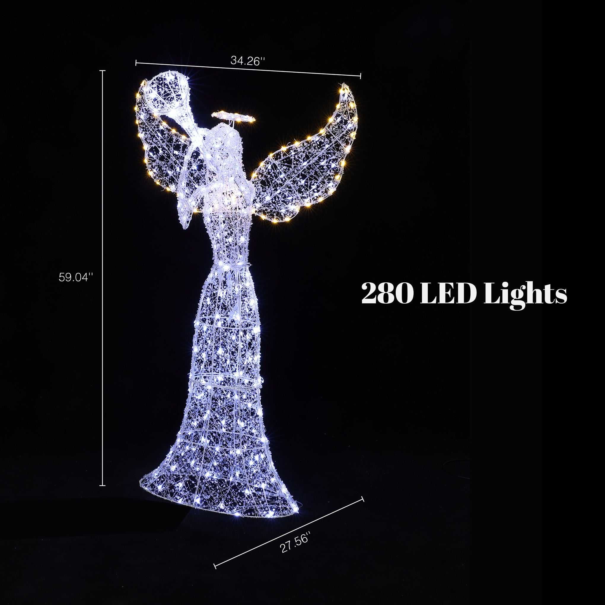 5Ft Angel Playing Trumpet Outdoor Holiday Decoration with Lights