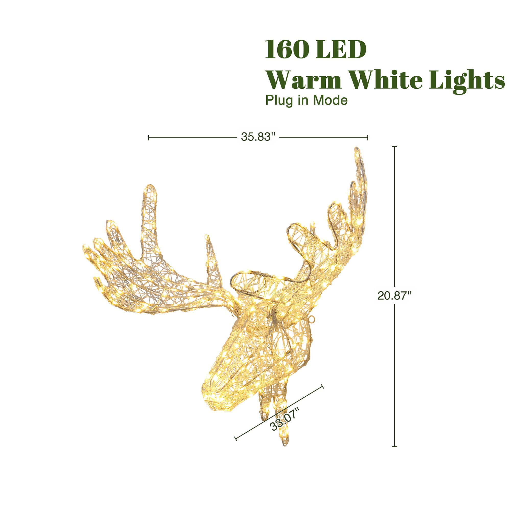Moose Head Outdoor Holiday Decoration with Lights and Timer