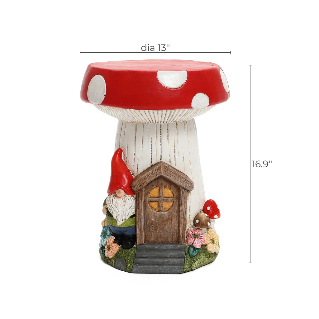 Gnome Mushroom MgO Indoor and Outdoor Sculpture Side Table