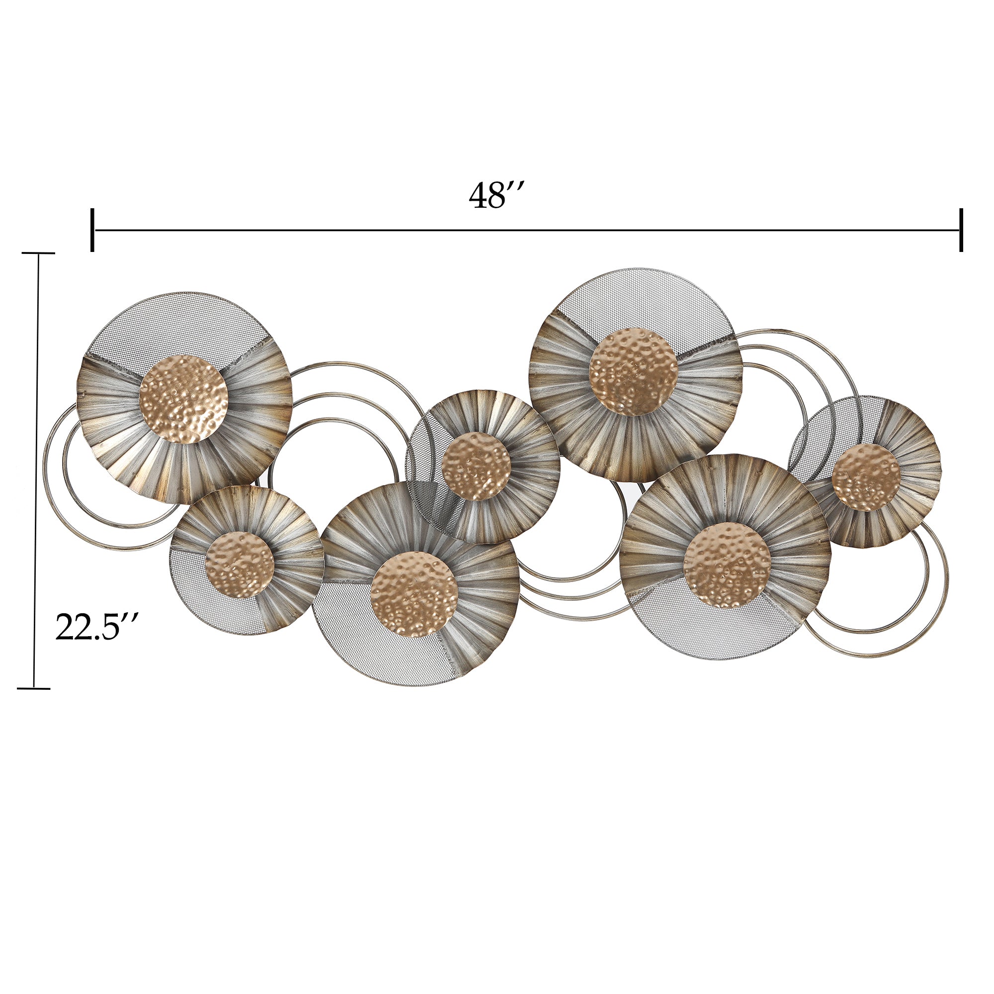 47" W Distressed Metal Modern Flower Wall Decor