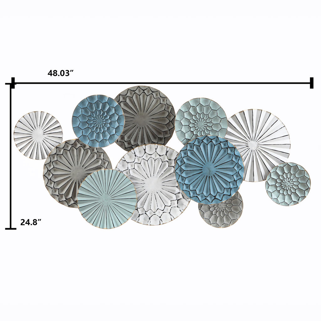 Multi-Color Metal Floral Layered Plates Wall Art