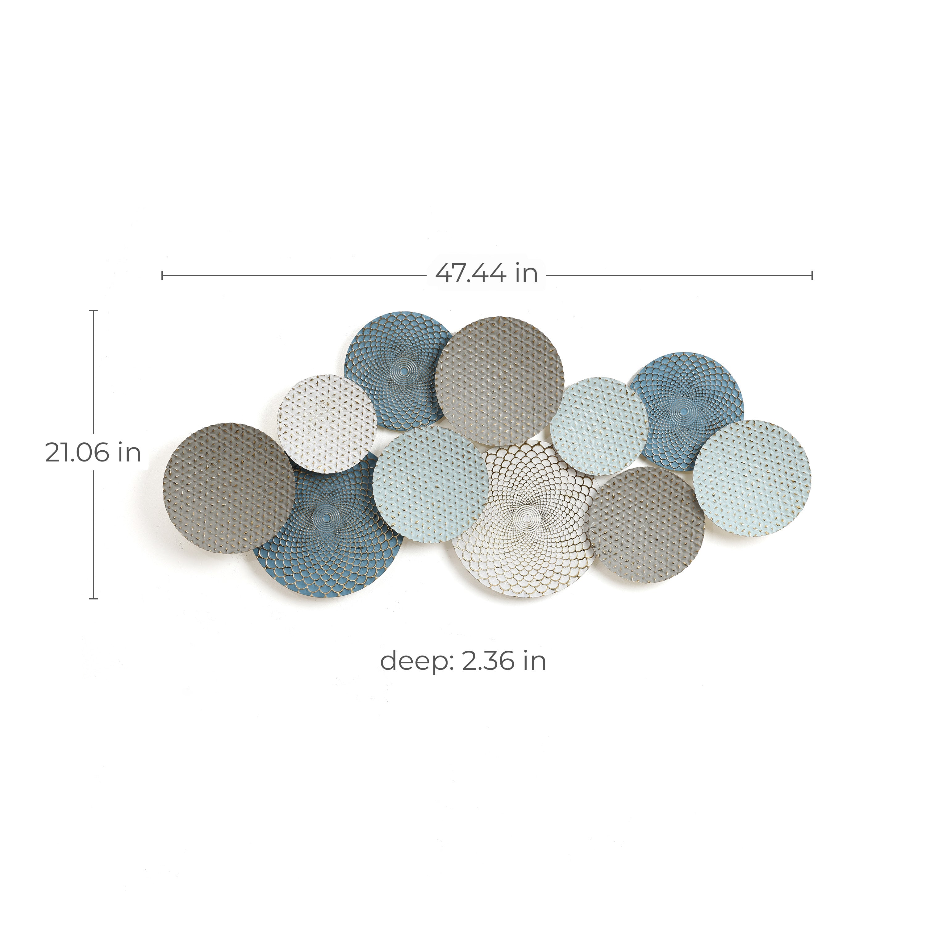 Distressed Multi-Color Pastels 47.4-Inch Wide Abstract Metal Wall Decor