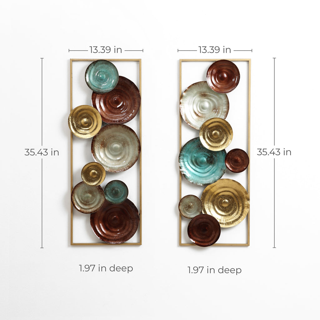 2-Piece Multi-Color Gems Abstract Metal Wall Decor Set