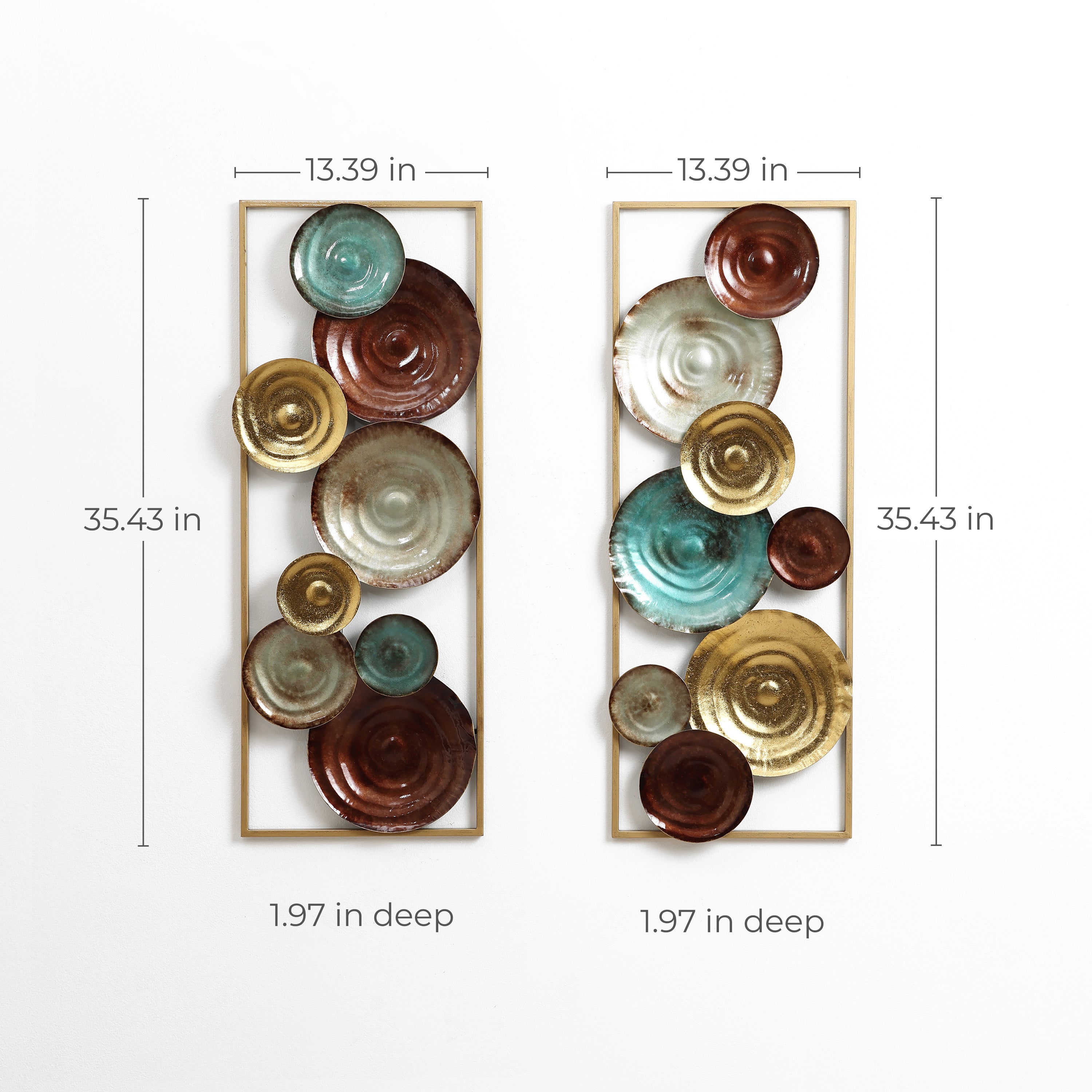 2-Piece Multi-Color Gems Abstract Metal Wall Decor Set