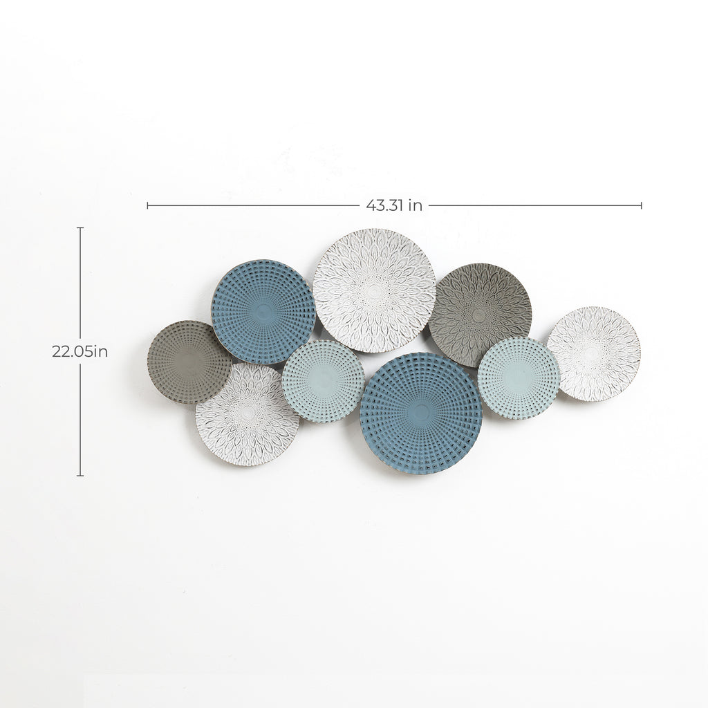 Multi-Color Distressed Plates 43.3-Inch Wide Abstract Metal Wall Decor
