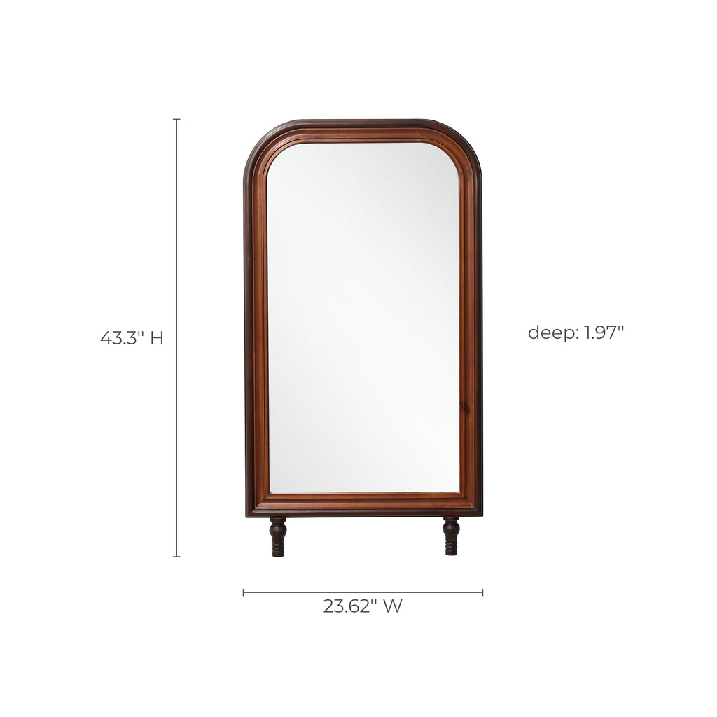 Modern 43.3” Tall Rounded Rectangle Wall Mirror with Pine Wood Frame