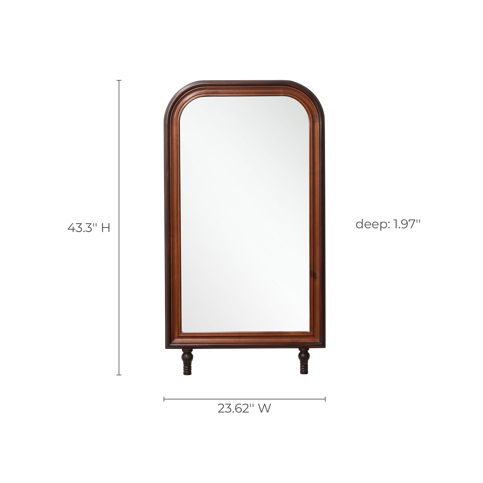 Modern 43.3” Tall Rounded Rectangle Wall Mirror with Pine Wood Frame