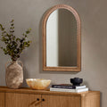 Arch Wall Mirror with Sculpted Rubberwood Frame, 39.4" H x 28.8" W