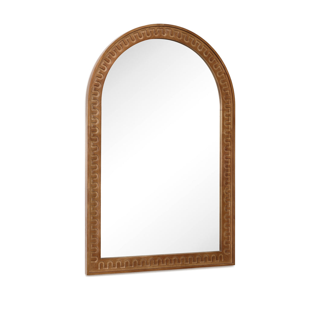 Arch Wall Mirror with Sculpted Rubberwood Frame, 39.4" H x 28.8" W