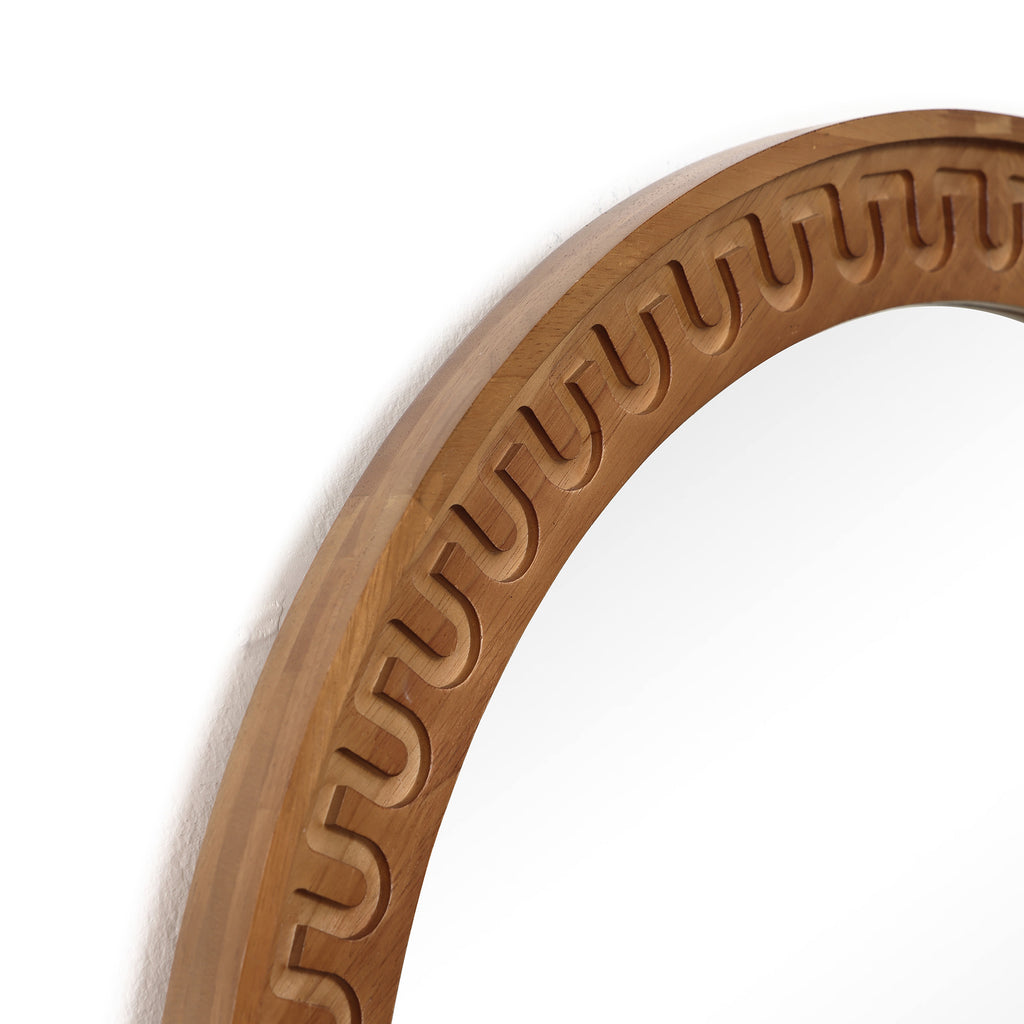 Arch Wall Mirror with Sculpted Rubberwood Frame, 39.4" H x 28.8" W