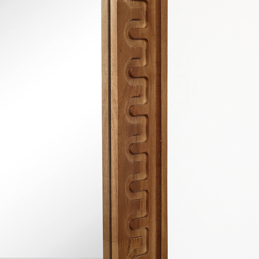 Arch Wall Mirror with Sculpted Rubberwood Frame, 39.4" H x 28.8" W
