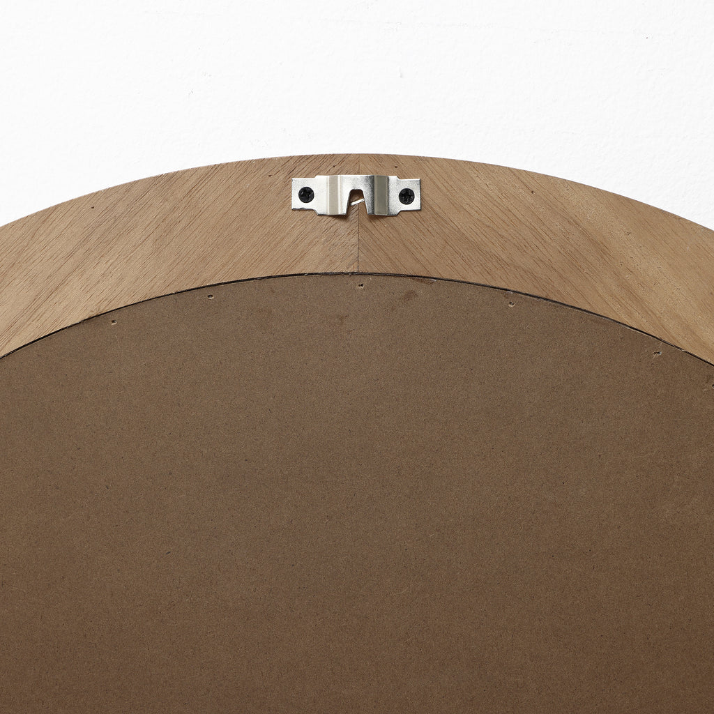 Round Wall Mirror with Sculpted Rubberwood Frame, 25.8'' Diameter