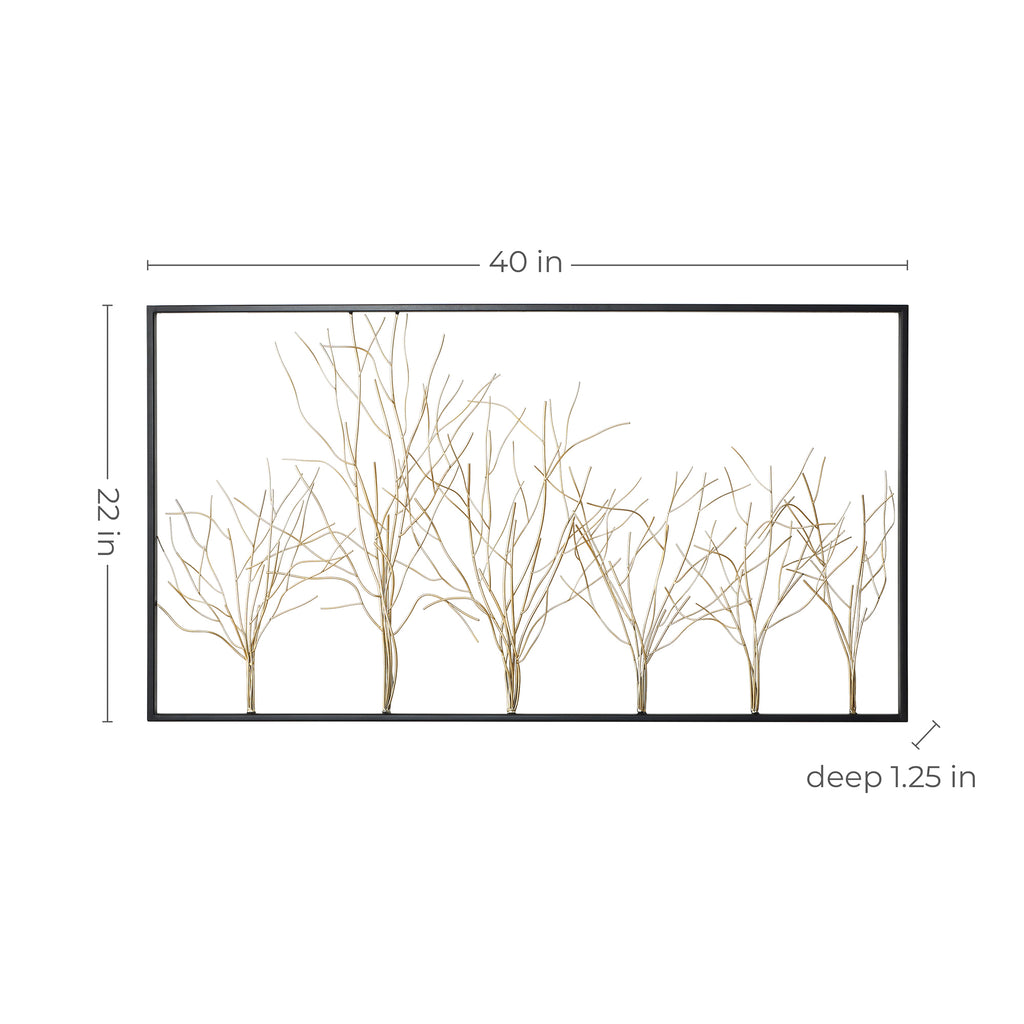 Oversized Metal Tree Wall Sculpture, Minimalist Iron Artwork, 40" Wide