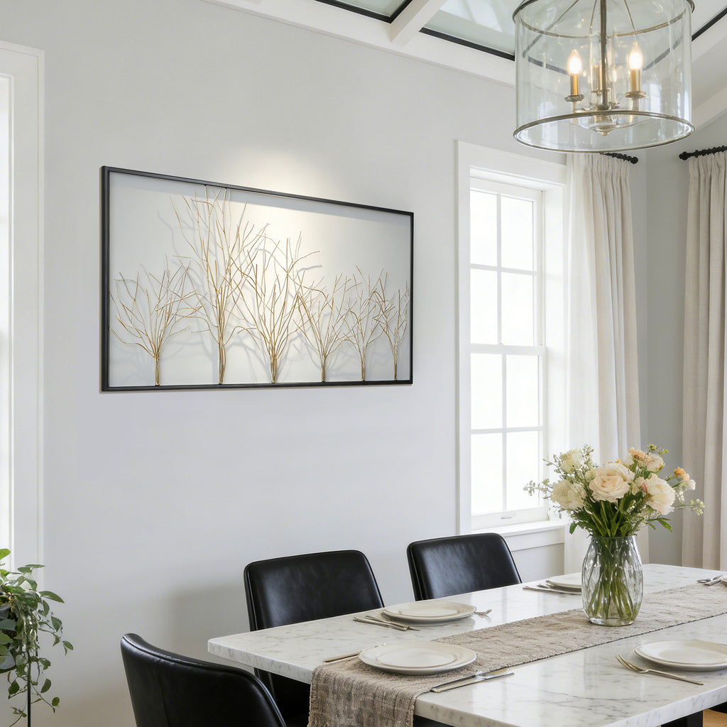Oversized Metal Tree Wall Sculpture, Minimalist Iron Artwork, 40" Wide