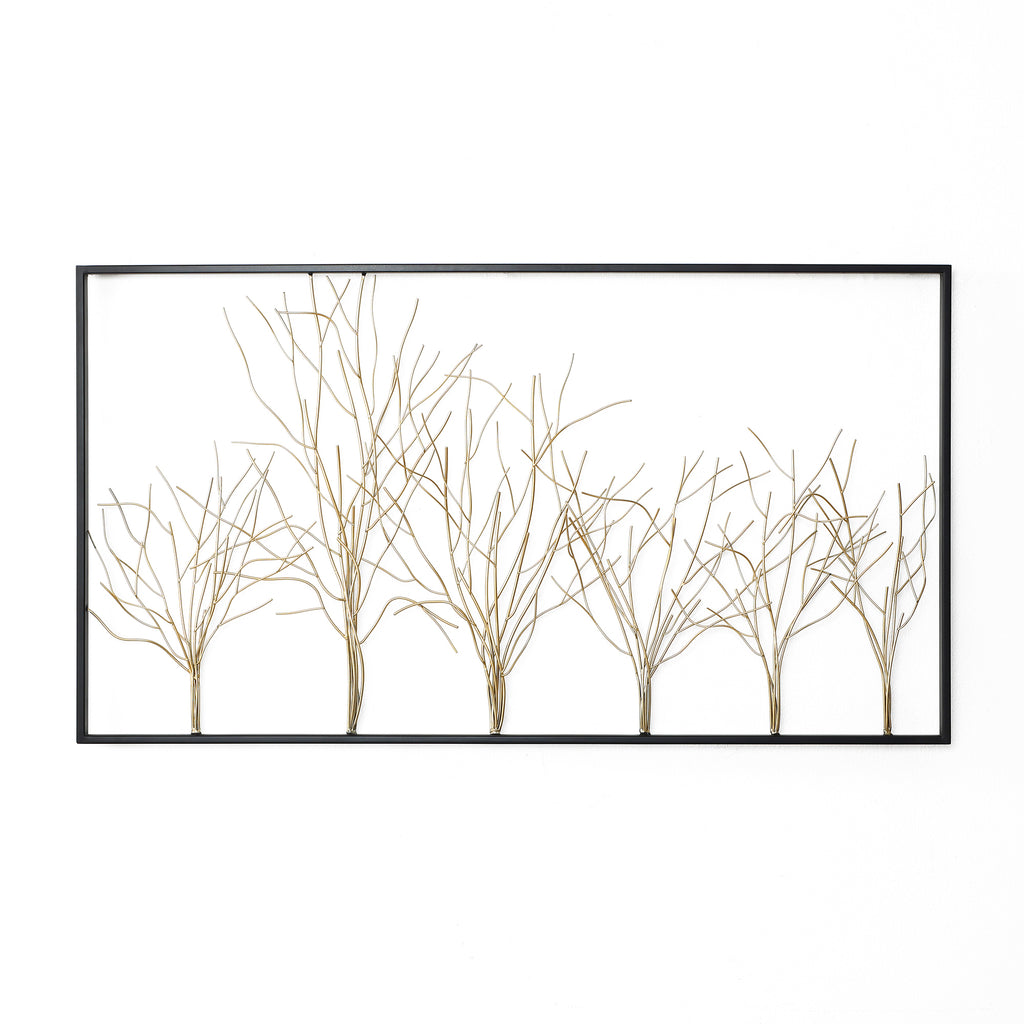 Oversized Metal Tree Wall Sculpture, Minimalist Iron Artwork, 40" Wide