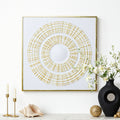 Large Square Iron Wall Sculpture,White and Gold Ripple Design, 31.50" x 31.50"