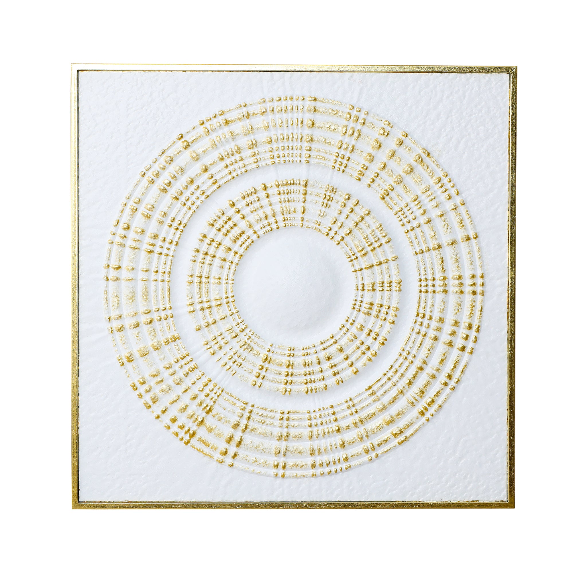 Large Square Iron Wall Sculpture,White and Gold Ripple Design, 31.50" x 31.50"