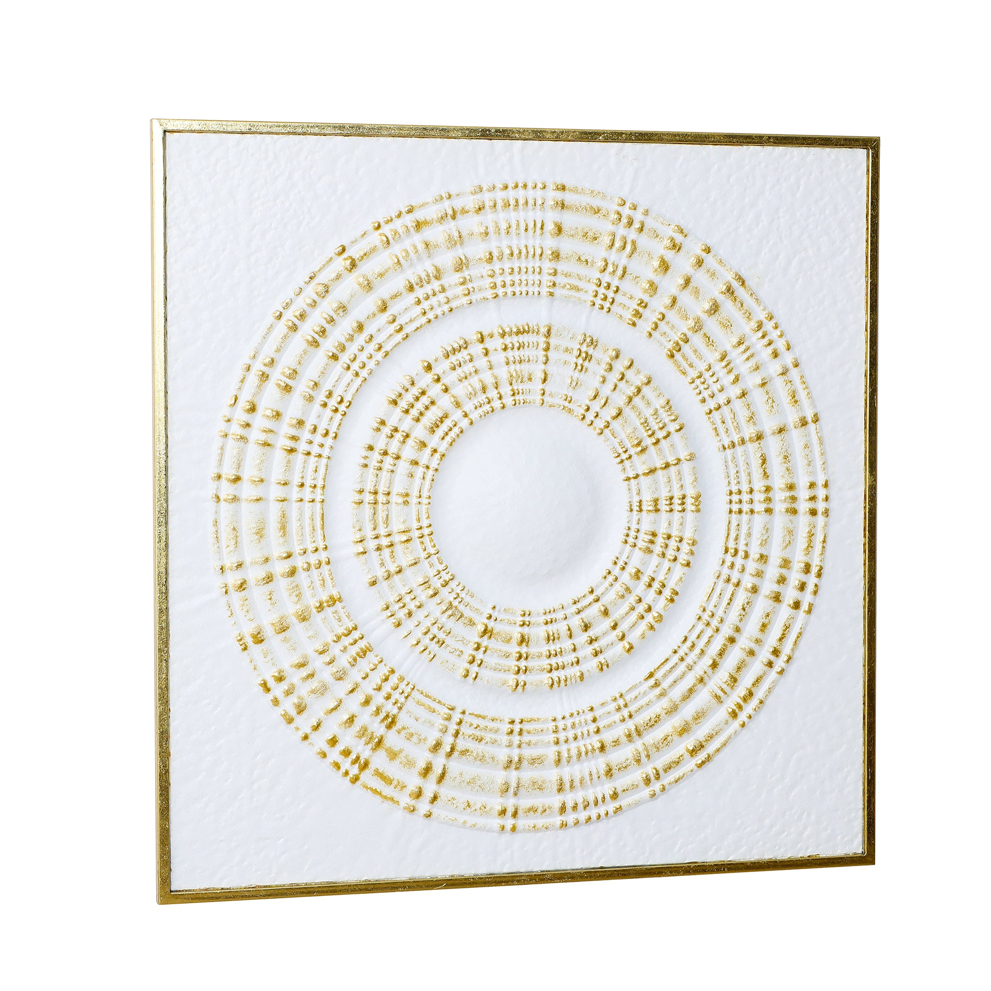 Large Square Iron Wall Sculpture,White and Gold Ripple Design, 31.50" x 31.50"