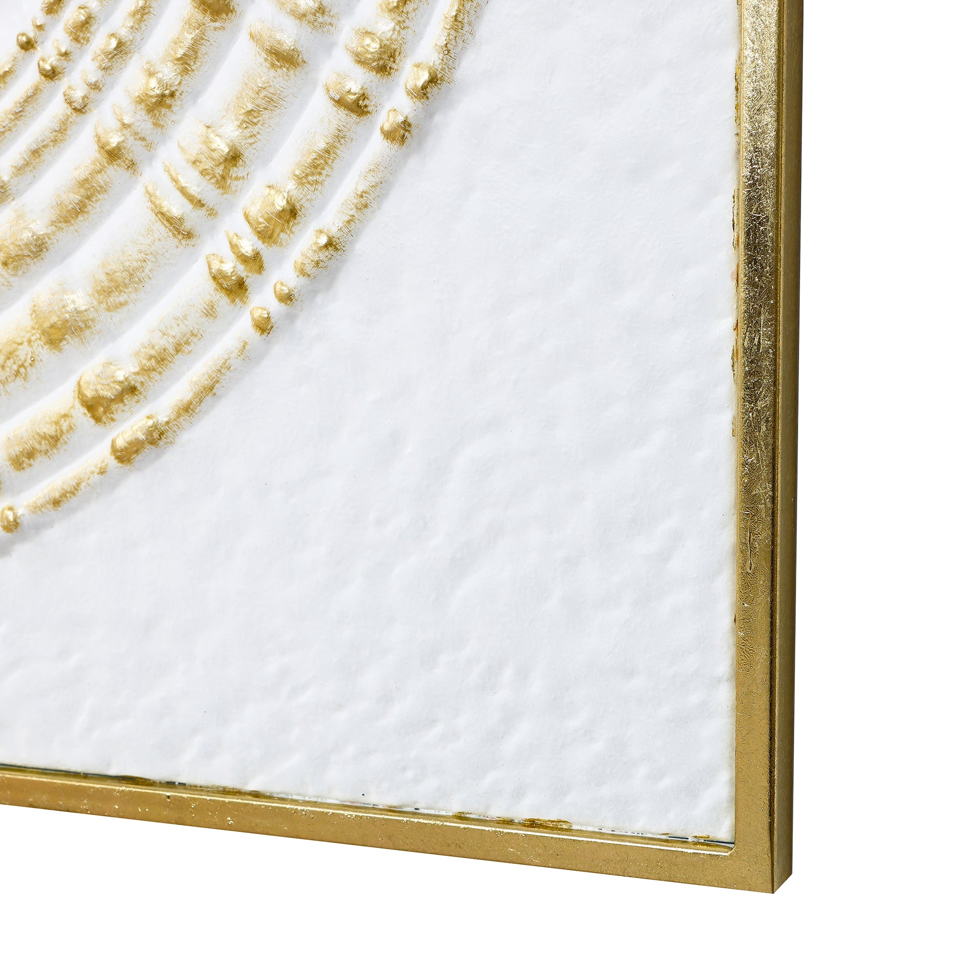 Large Square Iron Wall Sculpture,White and Gold Ripple Design, 31.50" x 31.50"