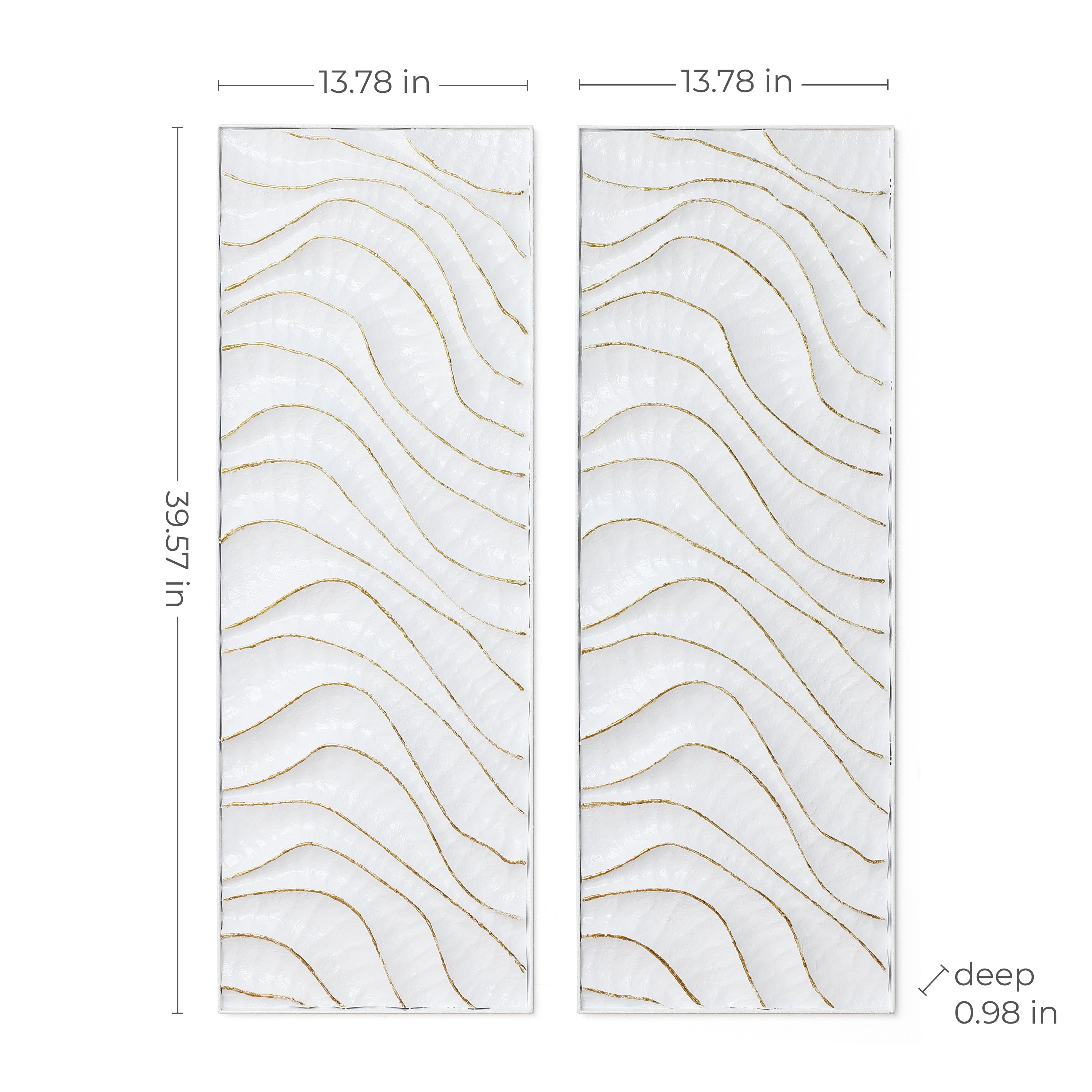 Modern Metal Wall Decor, 2-Piece Textured Panels with Sculpted Wave Design