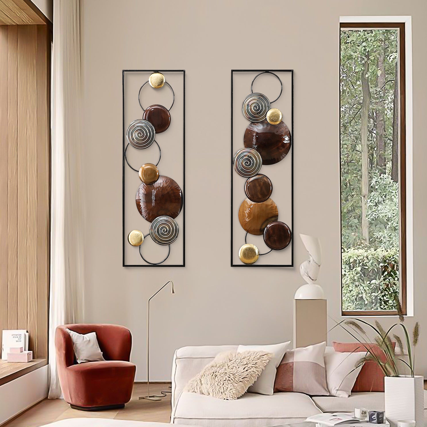 2-Piece Abstract Metal Wall Decor Rectangular Panels