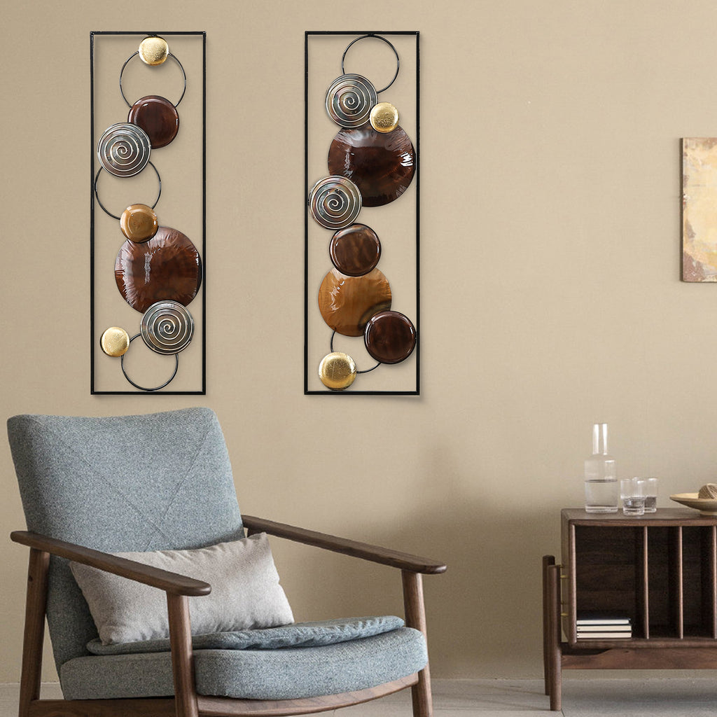 2-Piece Abstract Metal Wall Decor Rectangular Panels