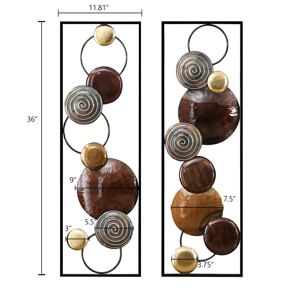 2-Piece Abstract Metal Wall Decor Rectangular Panels