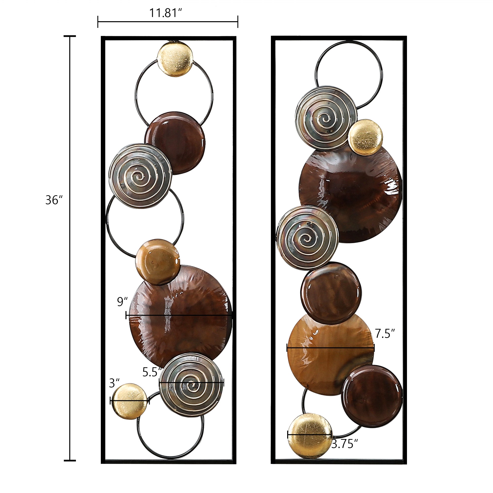 2-Piece Abstract Metal Wall Decor Rectangular Panels