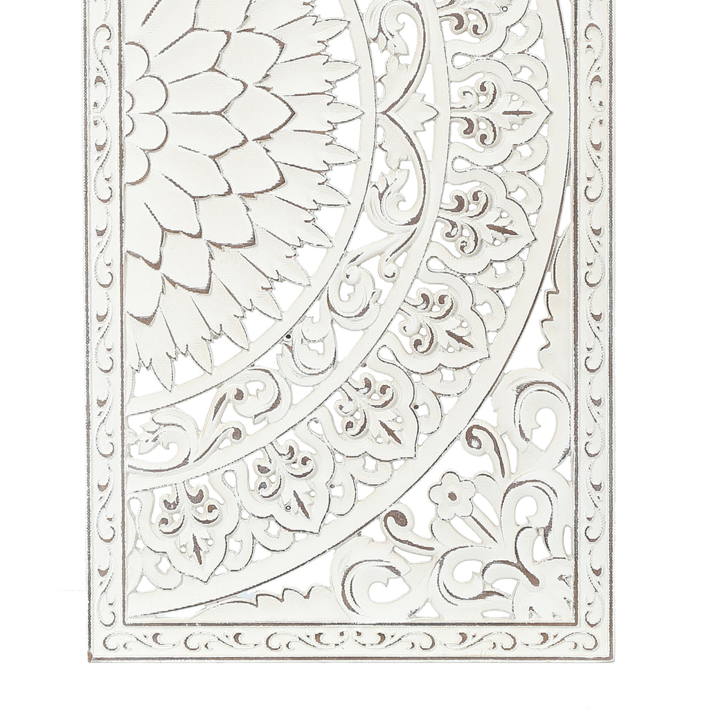Set of 2 Distressed Ivory White Wood Flower Wall Decor