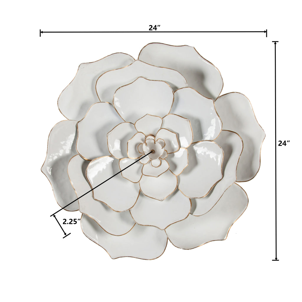 White and Gold Flower Metal Wall Decor