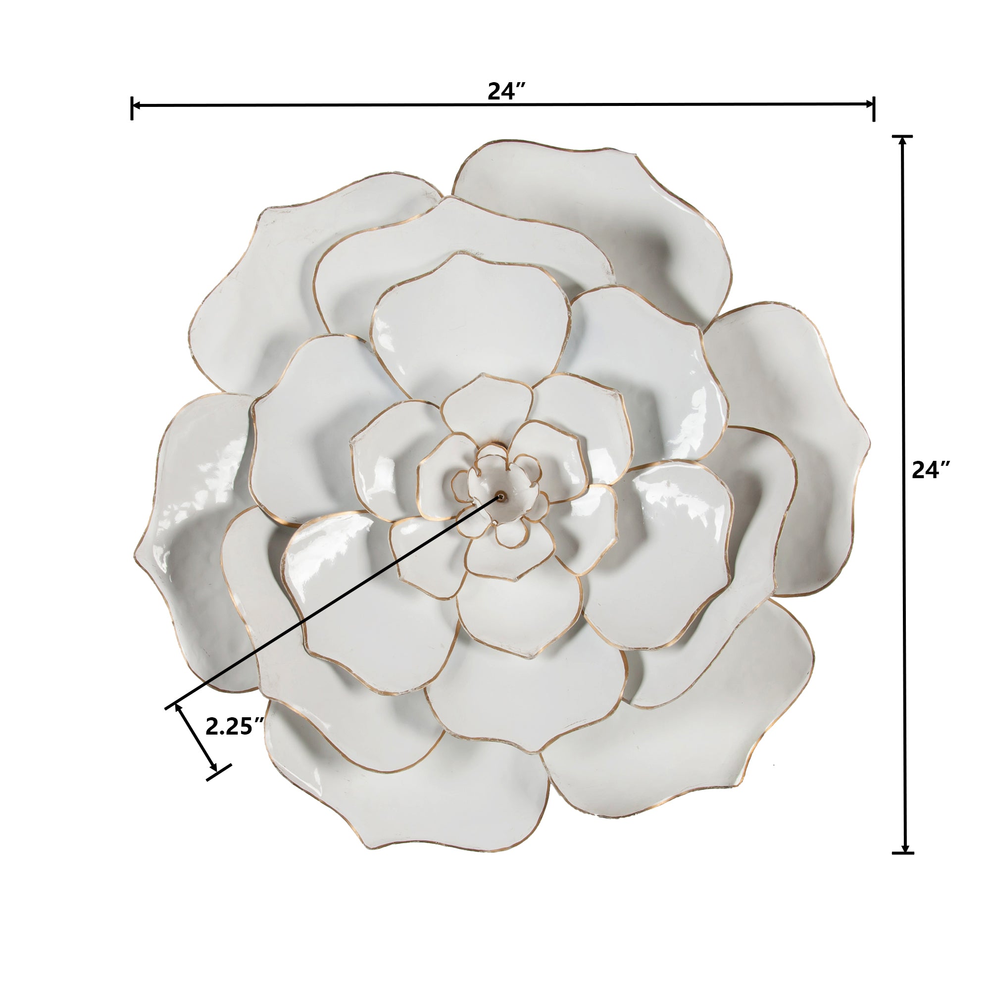 White and Gold Flower Metal Wall Decor