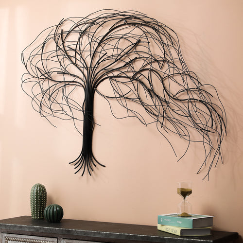 Abstract Tree-Shaped Metal Wall Art – Handcrafted Black Iron Sculpture