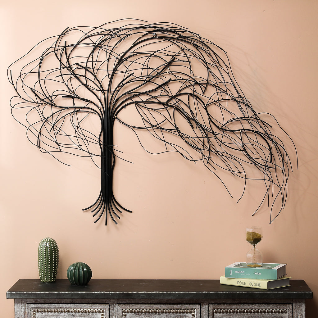 Abstract Tree-Shaped Metal Wall Art – Handcrafted Black Iron Sculpture