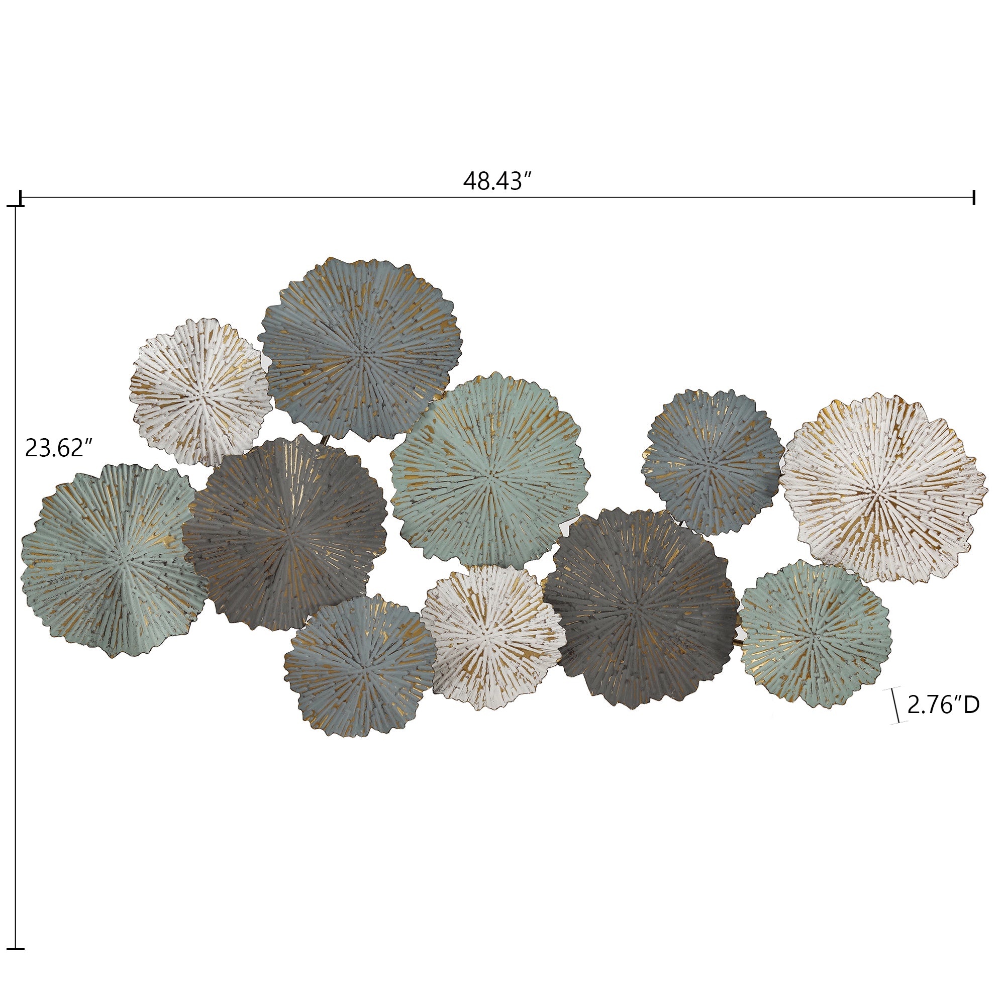 Elegant 3D Iron Floral Wall Art with Gold-Trimmed Petals – Sculptural Design