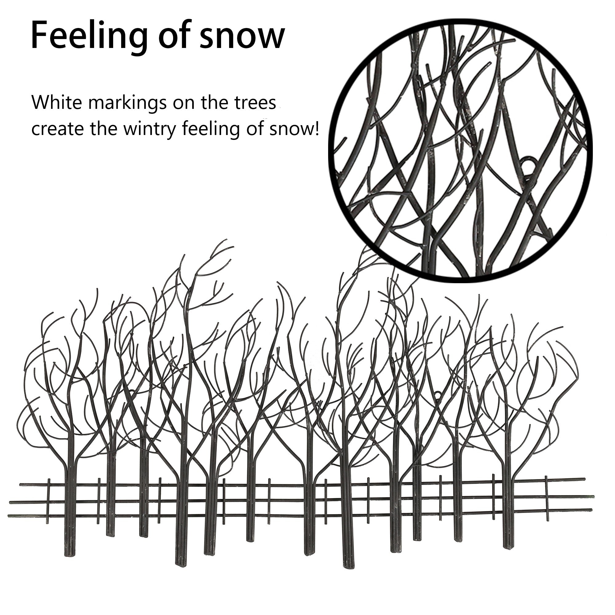 Snowy Black Metal Field of Trees Wall Decor
