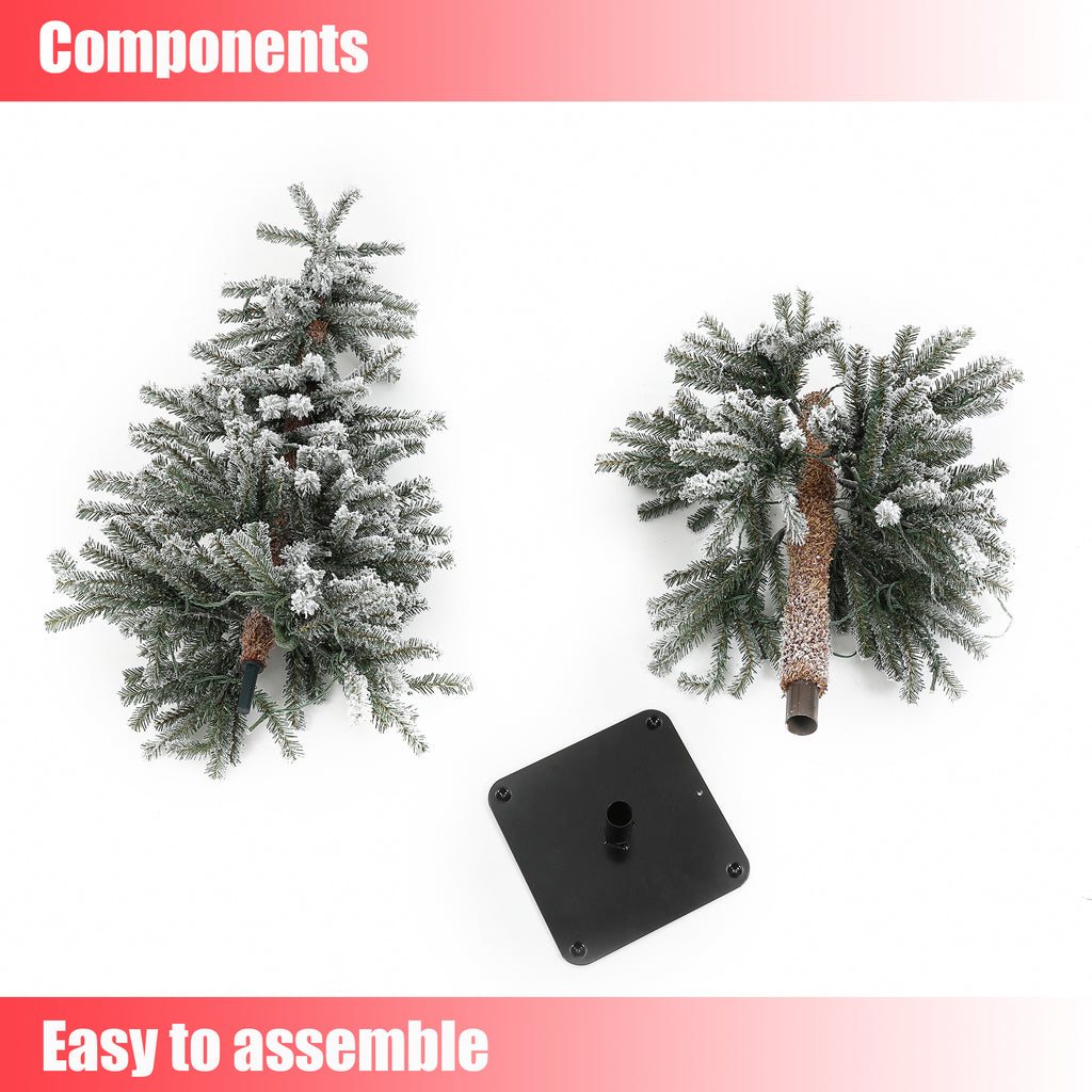 Set of 3 Artificial Snow-Flocked Christmas Trees with PVC Flocking & Black Metal Base – Pre-assembled, Indoor Holiday Decor