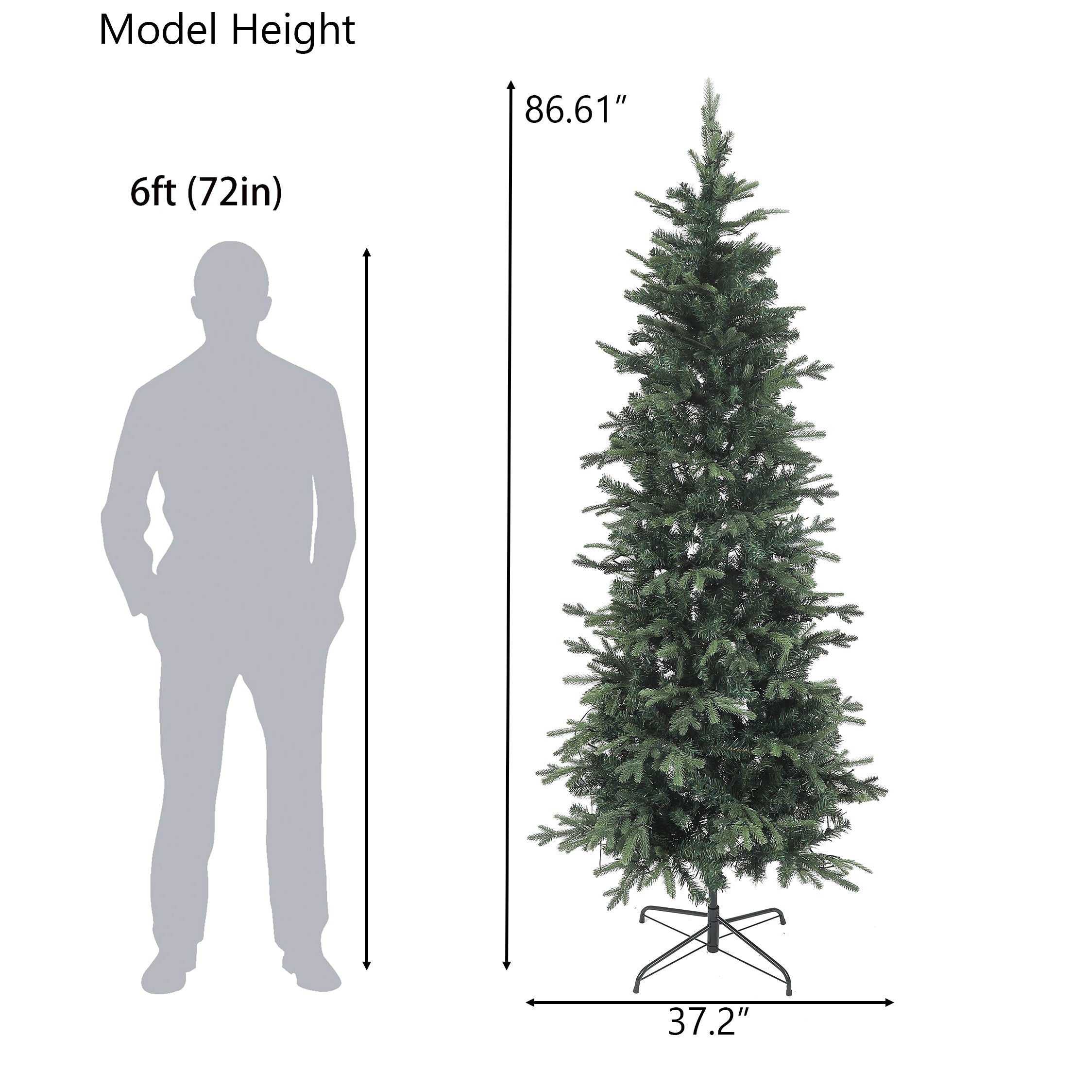 7Ft Pre-Lit LED Artificial Slim Fir Christmas Tree with Metal Stand