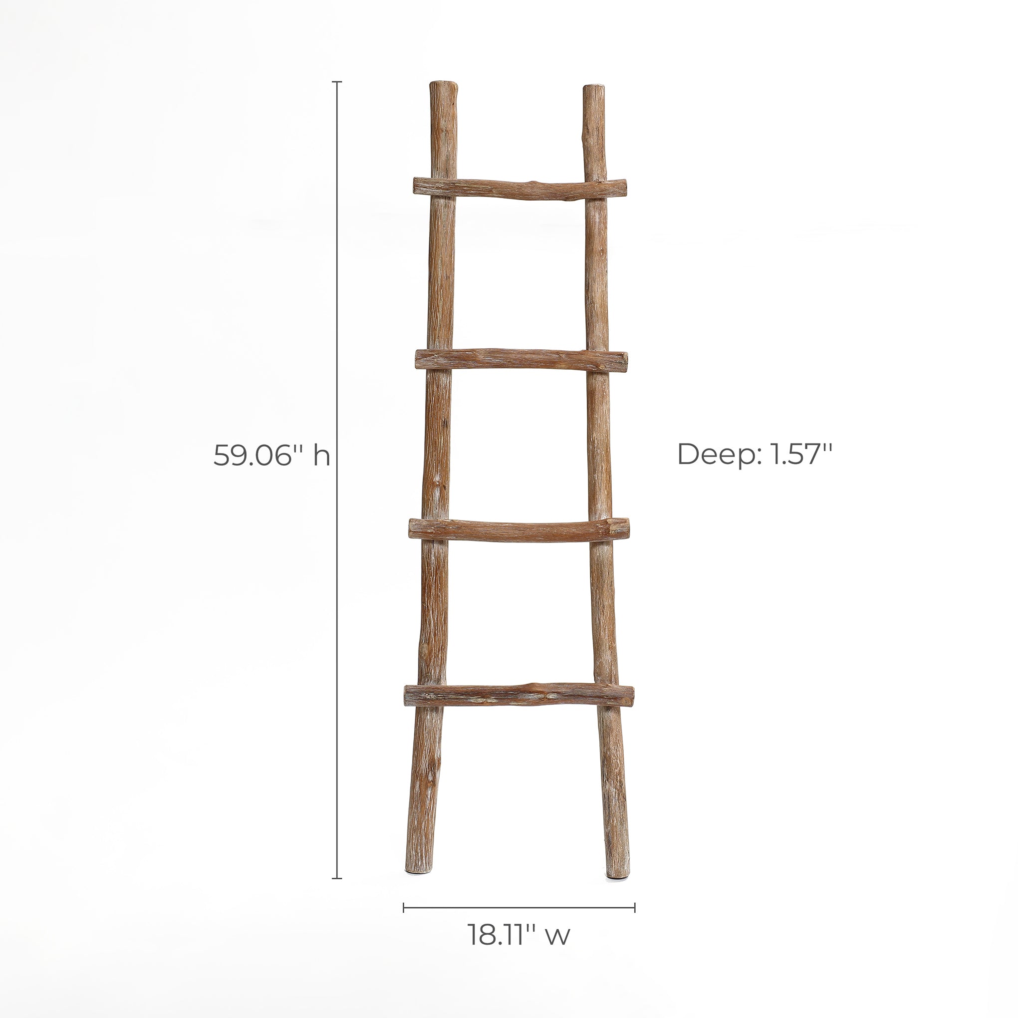 Solid Wood Natural 4-Rung 59-Inch Tall Blanket Ladder