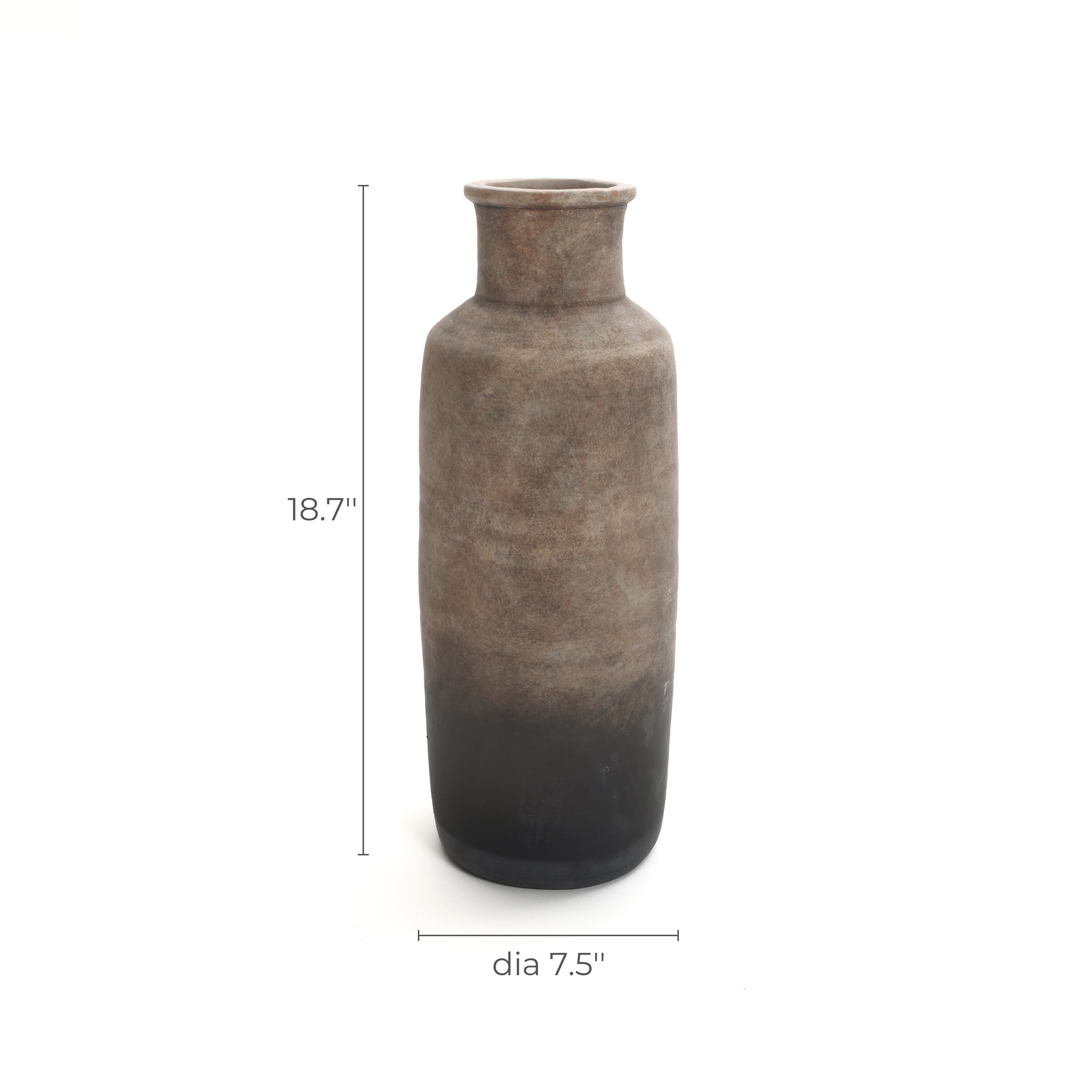 Brown Ombre Terracotta Narrow 18.7-Inch Tall Vase