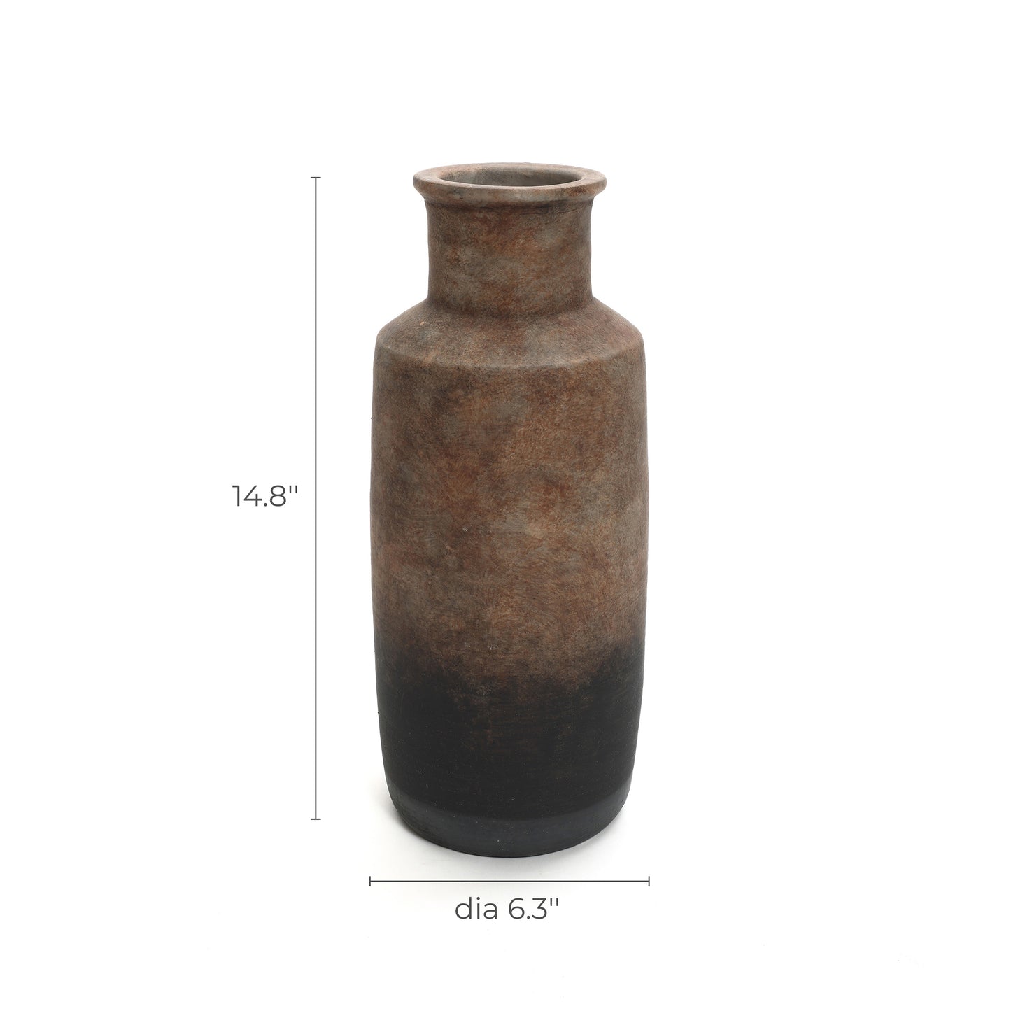 Tall Cylinder Terracotta Decorative Vase, Brown Ombre