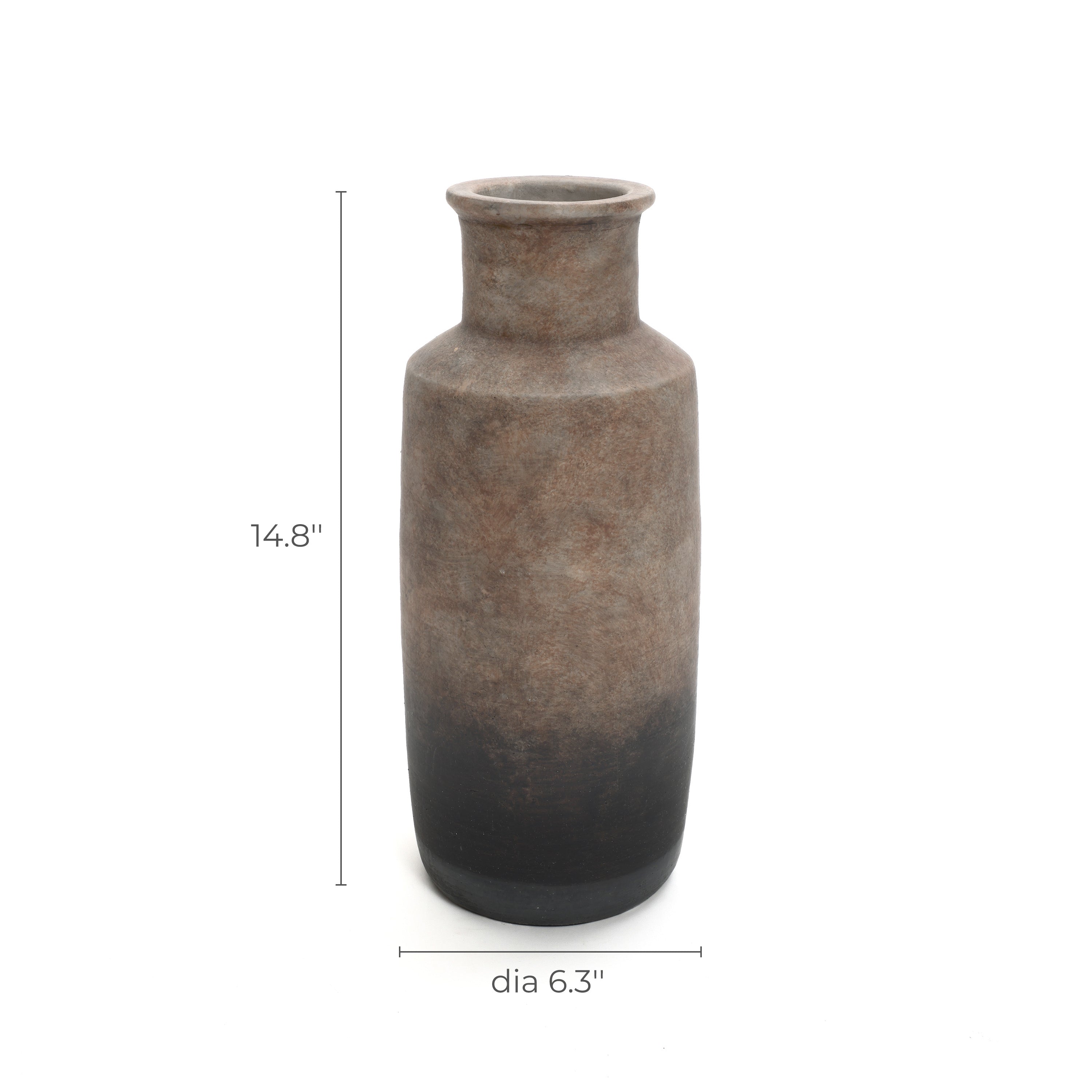 Brown Ombre Terracotta Narrow 14.8-Inch Tall Vase